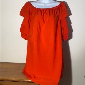 Urban Outfitters Elodie Womens Orange Ruffle Sleeve Dress Size Small